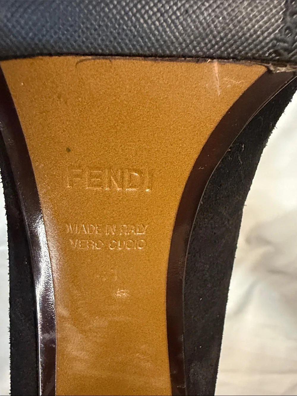 Fendi Black Suede with White Heel Kiltie Loafers with Bow Detail - Size 41